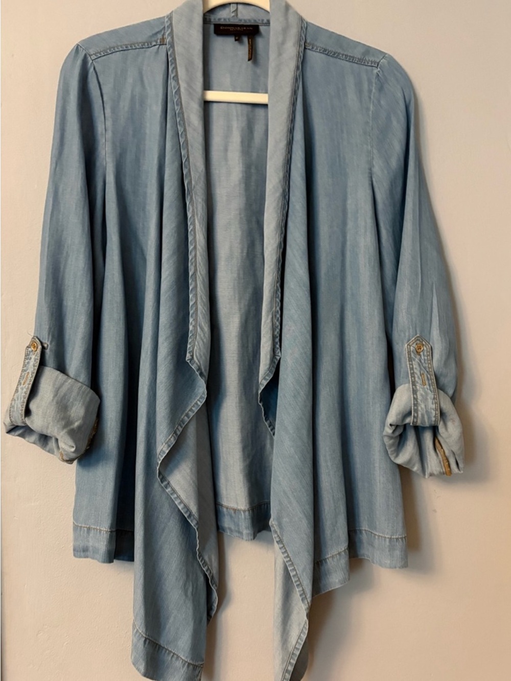 Donna Karan Light Blue Draped Open-Front Women's Jacket